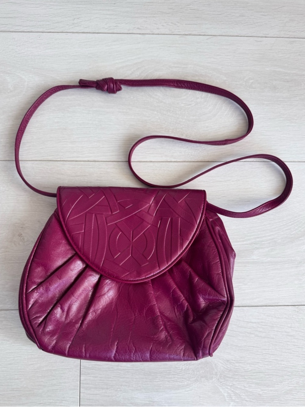 Vintage Fuchsia Leather Shoulder Purse Crossbody Purse